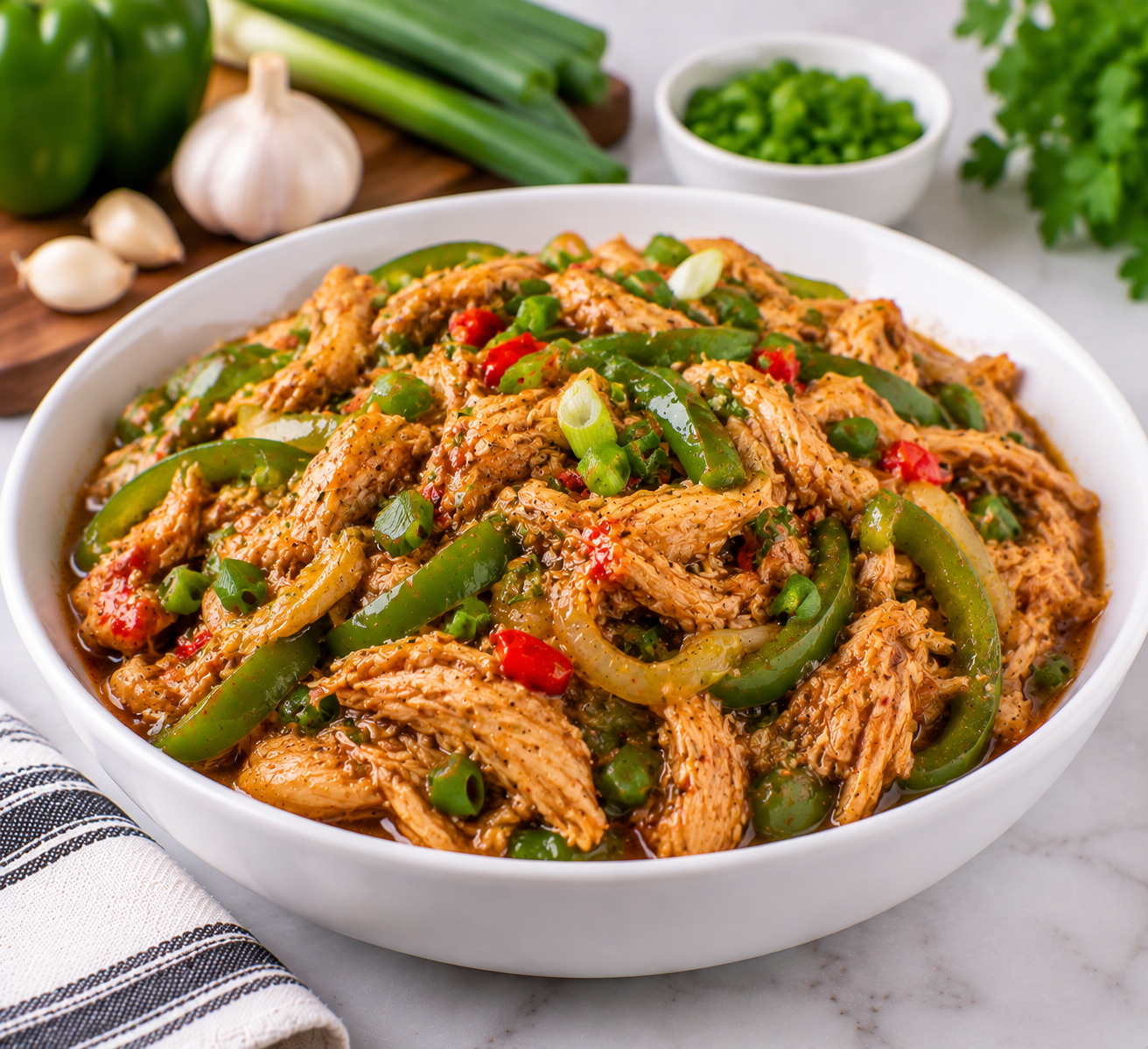 Shredded Chicken in Green Pepper & Spring Onion Sauce from The Promise menu