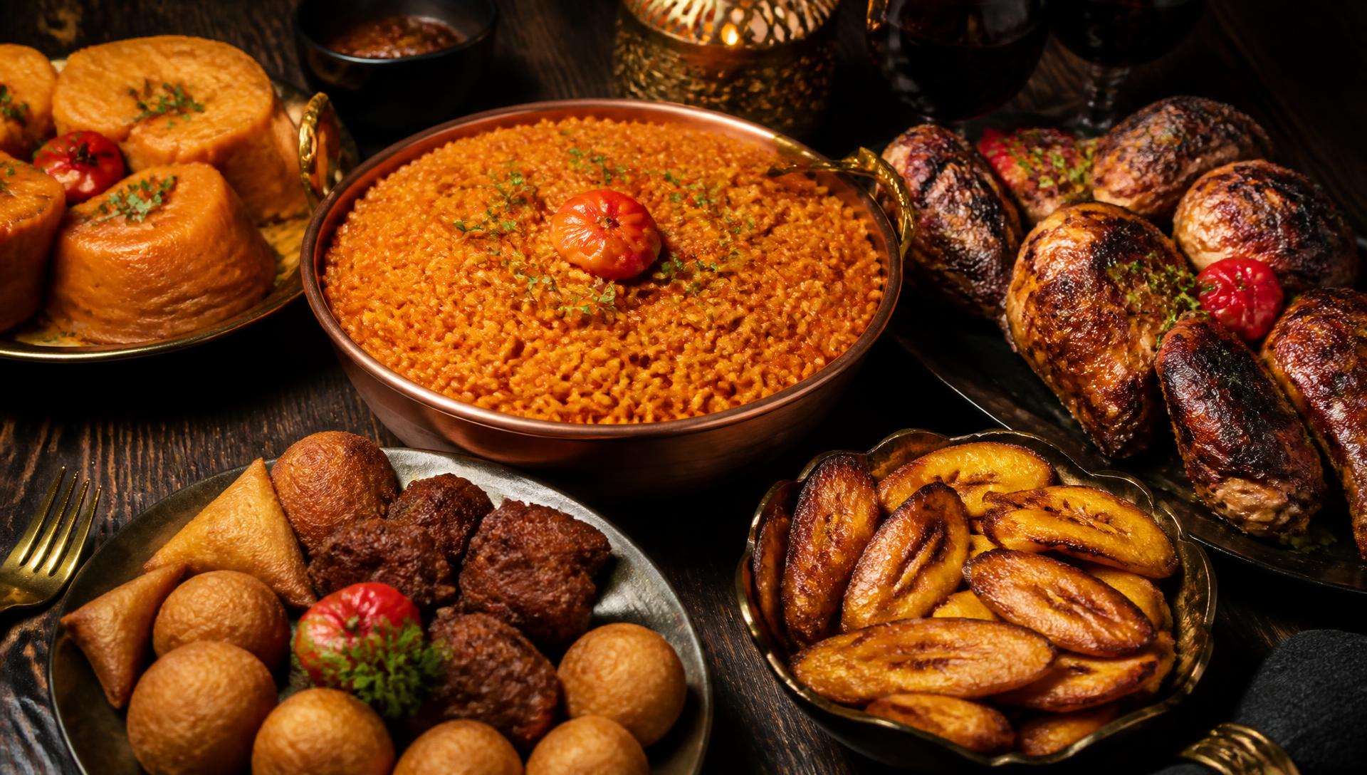 A spread of Nigerian dishes