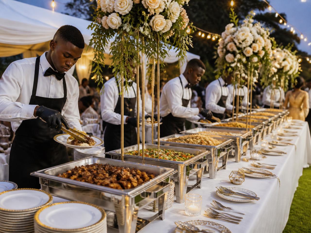A catering team at work